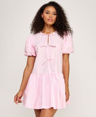 Juniors' Bow Detail Mini Dress