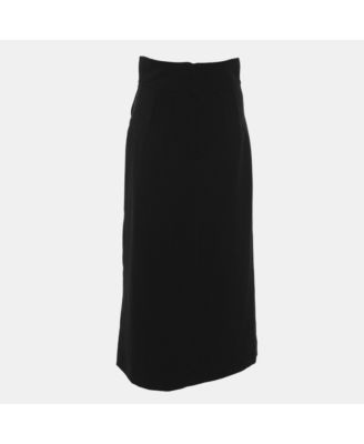 Women's Black Knit Asymmetric Midi Skirt