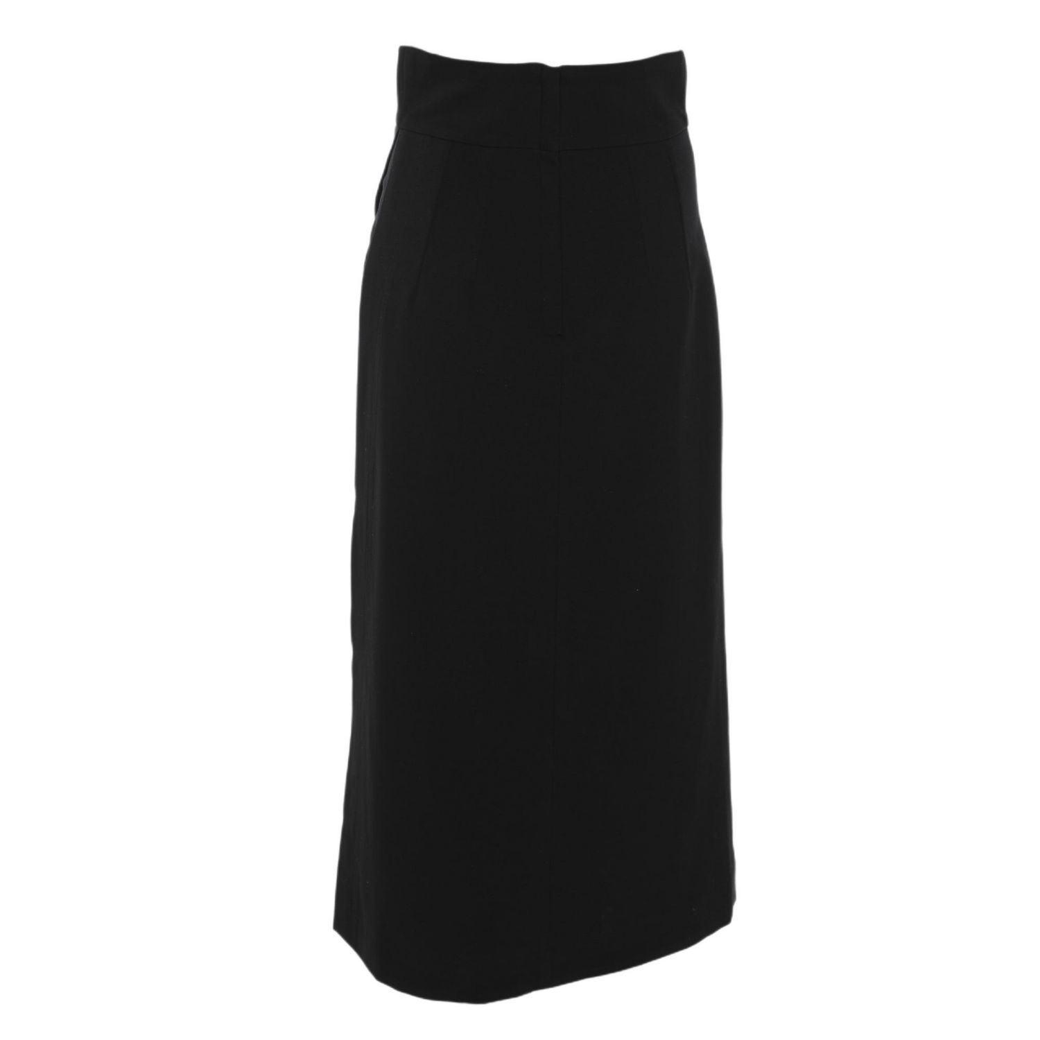 Women's Black Knit Asymmetric Midi Skirt