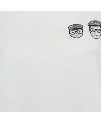 Women's White Applique Cotton T-Shirt