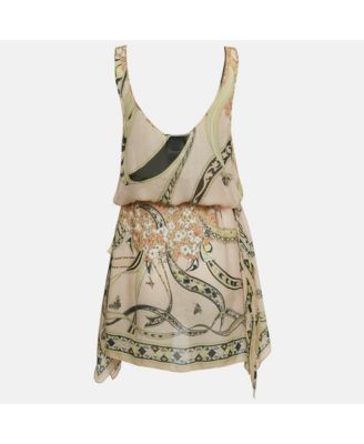 Women's Floral Print Silk Sleeveless Tunic Top