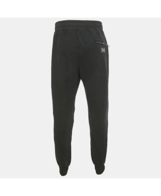 Men's Black Cotton Logo Plaque Detail Jogger
