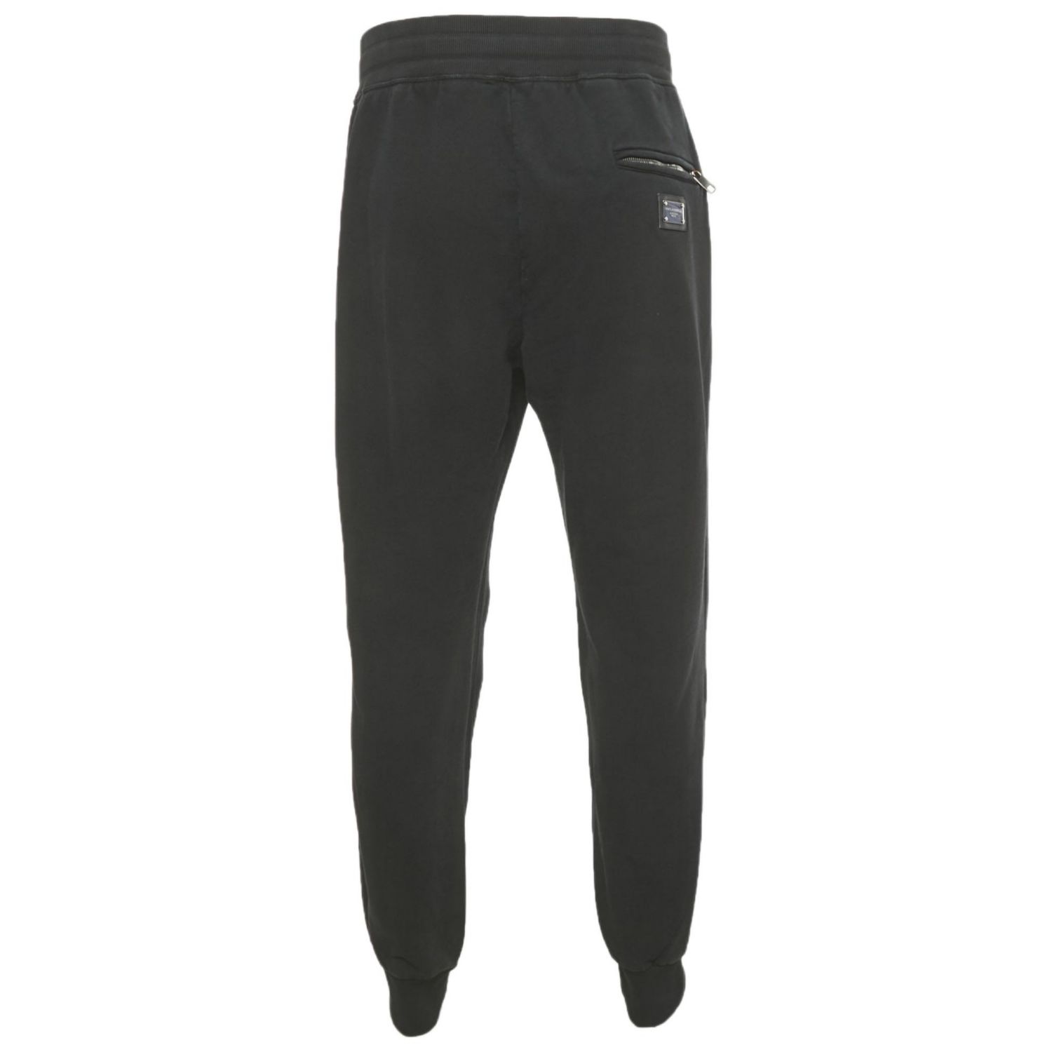 Men's Black Cotton Logo Plaque Detail Jogger
