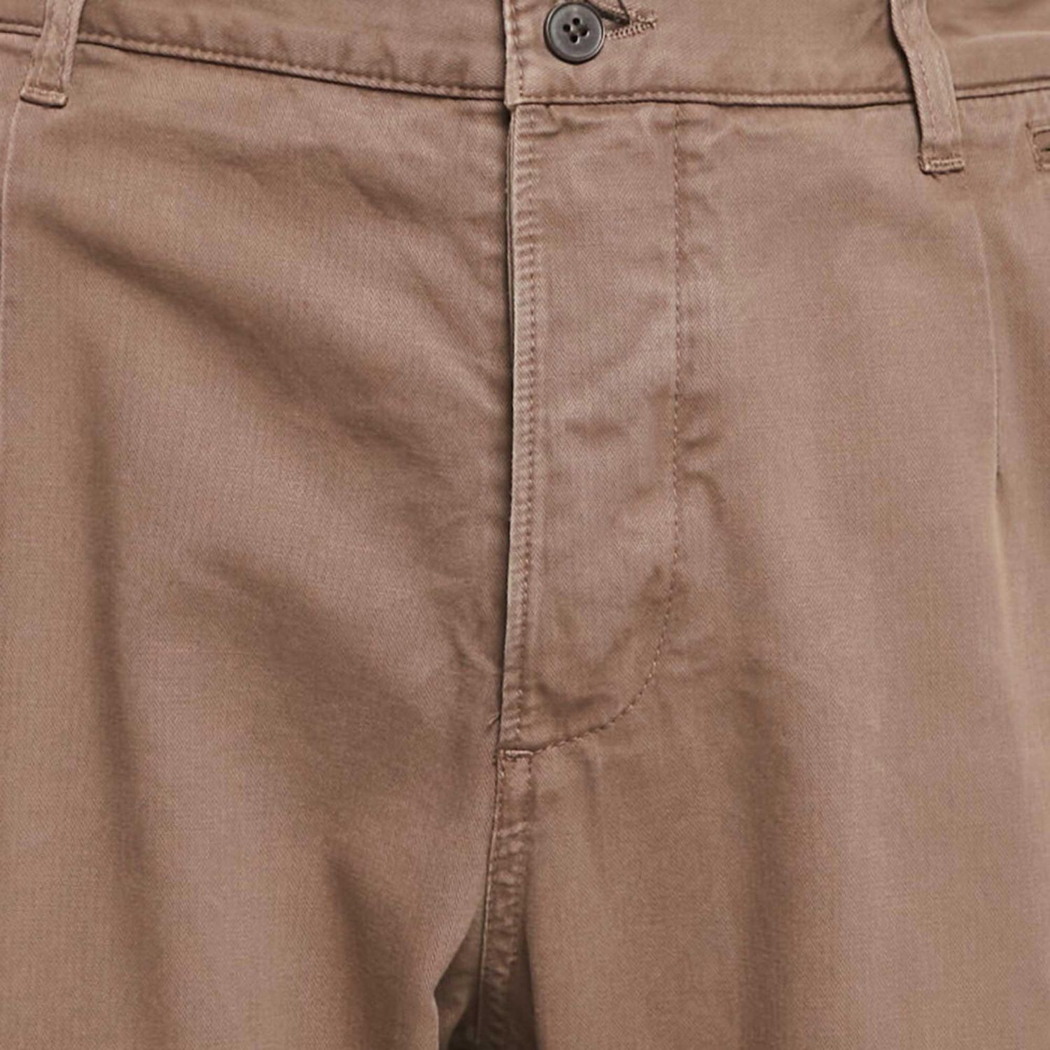 Men's Brown Herringbone Cotton Pants