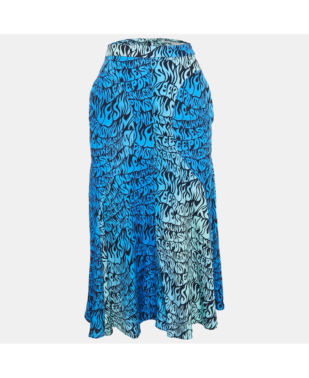 Pre-Owned Stella Mccartney Women's Blue Printed Crepe Midi Skirt