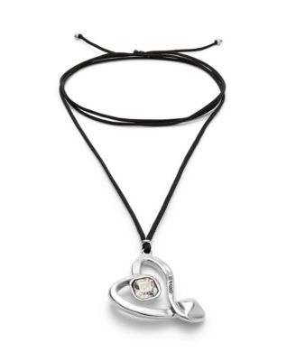 Modern Sterling Silver Heart Faceted Crystal Necklace