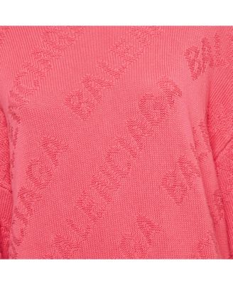 Women's Pink Logo Intarsia Knit Oversized Sweater