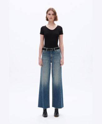 Women's High-Rise Faded Wash Wide-Leg Jeans