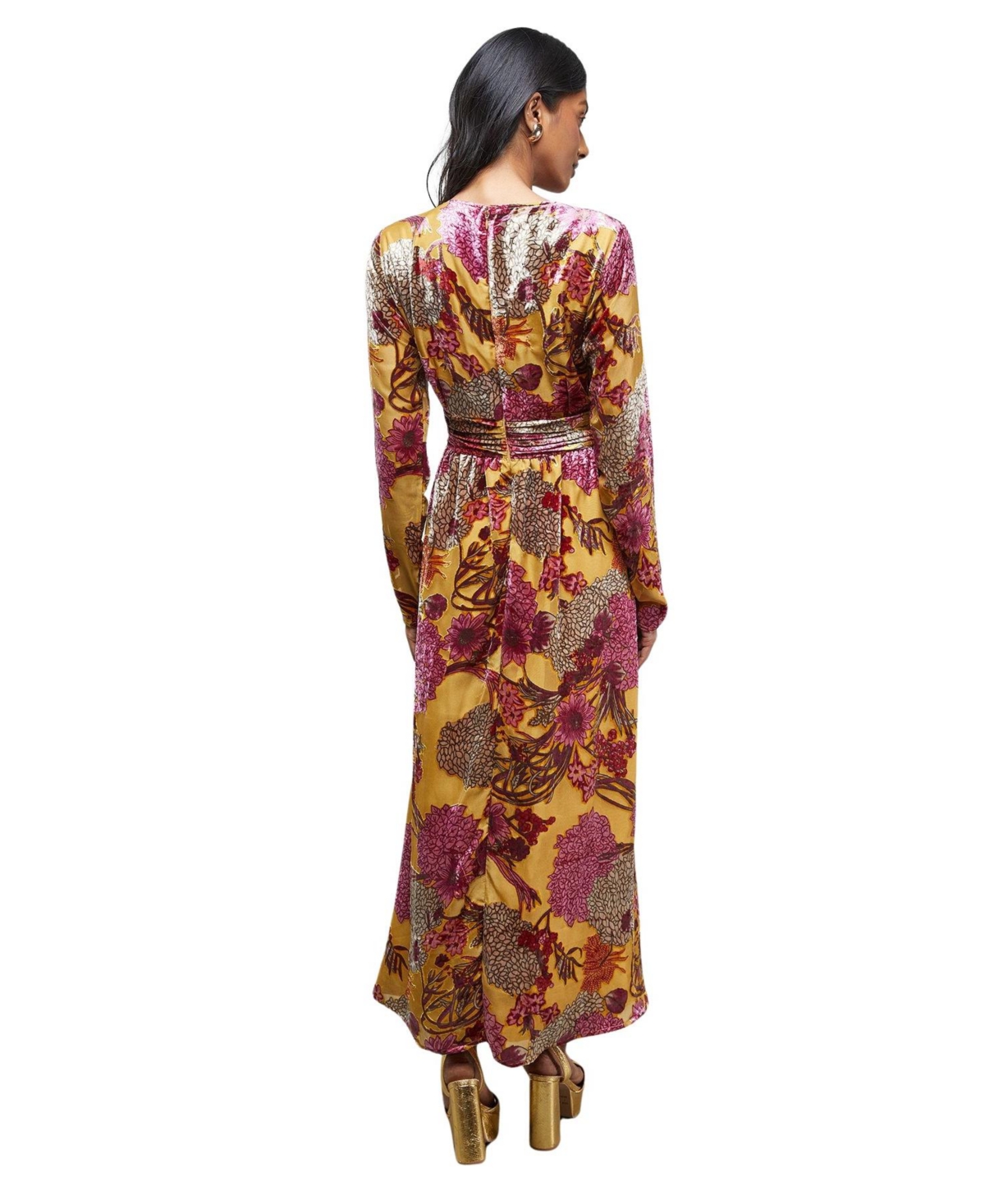 Warehouse Women's Plunge Neck Waisted Midi Dress