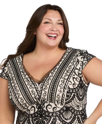 Plus Size V-Neck Sequin Design Long Dress