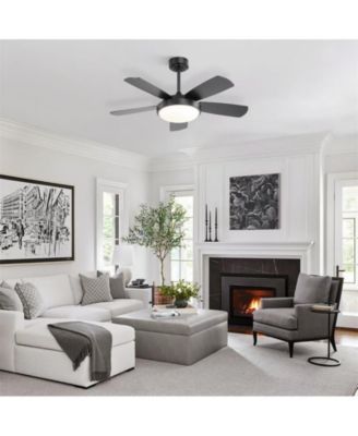 42-inch Modern Black 5-Blade Ceiling Fan with Light and Remote Control