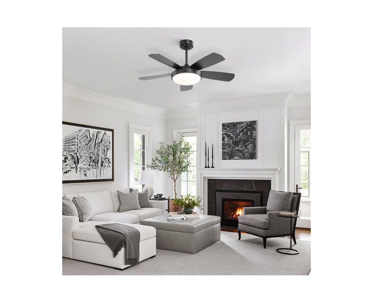 42-inch Modern Black 5-Blade Ceiling Fan with Light and Remote Control