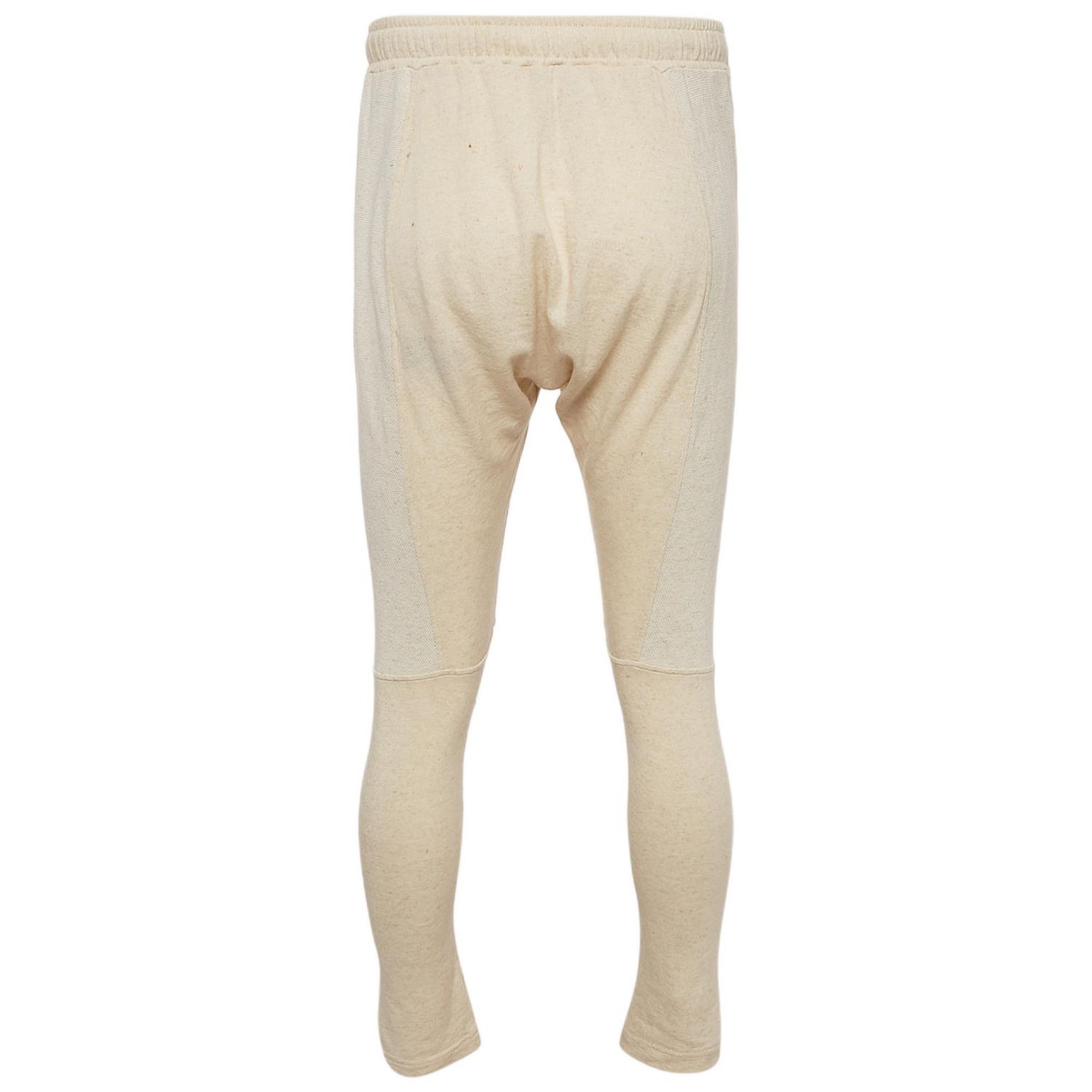 Men's Cream Cotton Paneled Knit Jogger Pants