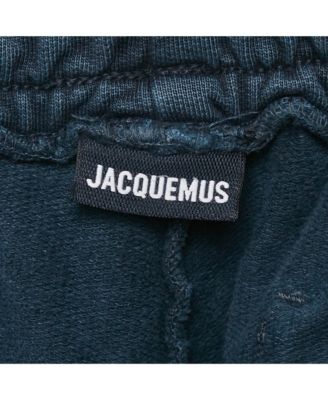Men's Navy Blue Logo Embroidered Cotton Knit Trackpants