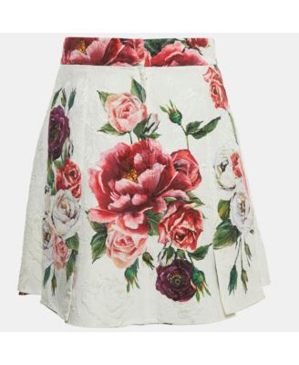 Women's Multicolor Floral Print Jacquard Pleated Mini Skirt