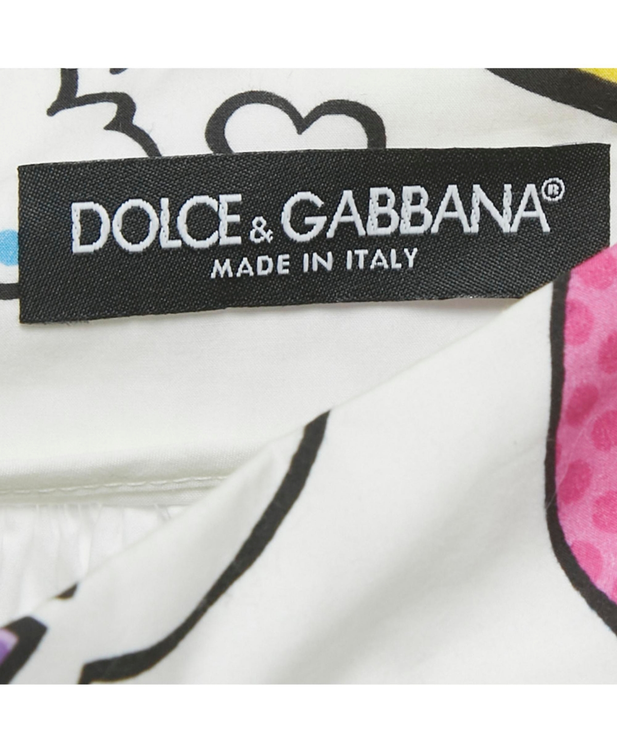 Pre-Owned Dolce & Gabbana Women's White Comic Print Poplin Tiered Mini Skirt
