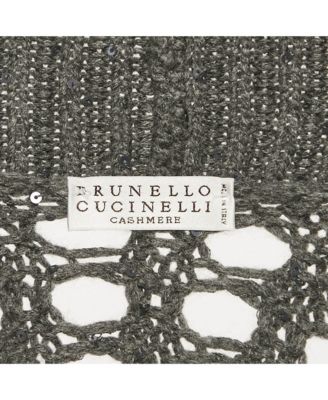 Women's Grey Sequin Open Knit Cardigan