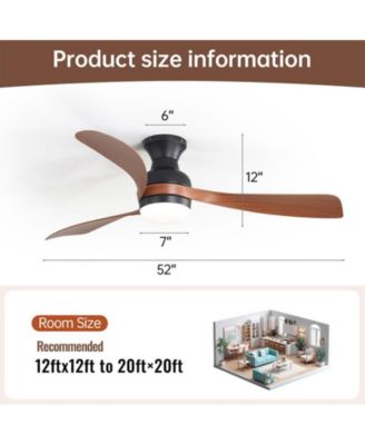 52-inch   3-Blade Flush Mount Ceiling Fan with Led Light and Remote Control