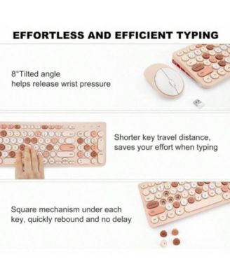 Wireless Keyboard and Mouse Combo, 2.4GHz Wireless Keyboard Mouse for Computer, Desktop, Laptop - Milk Tea.