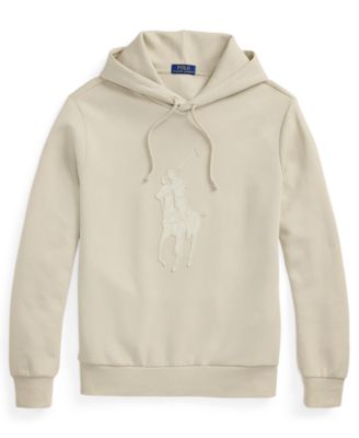 Men's Leather-Pony Double-Knit Hoodie
