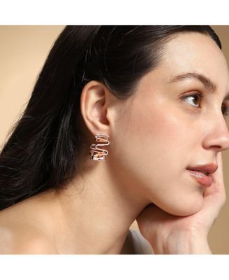 Women's The Enamel-Coil Hoop Earrings - Chalk White & Rose Gold