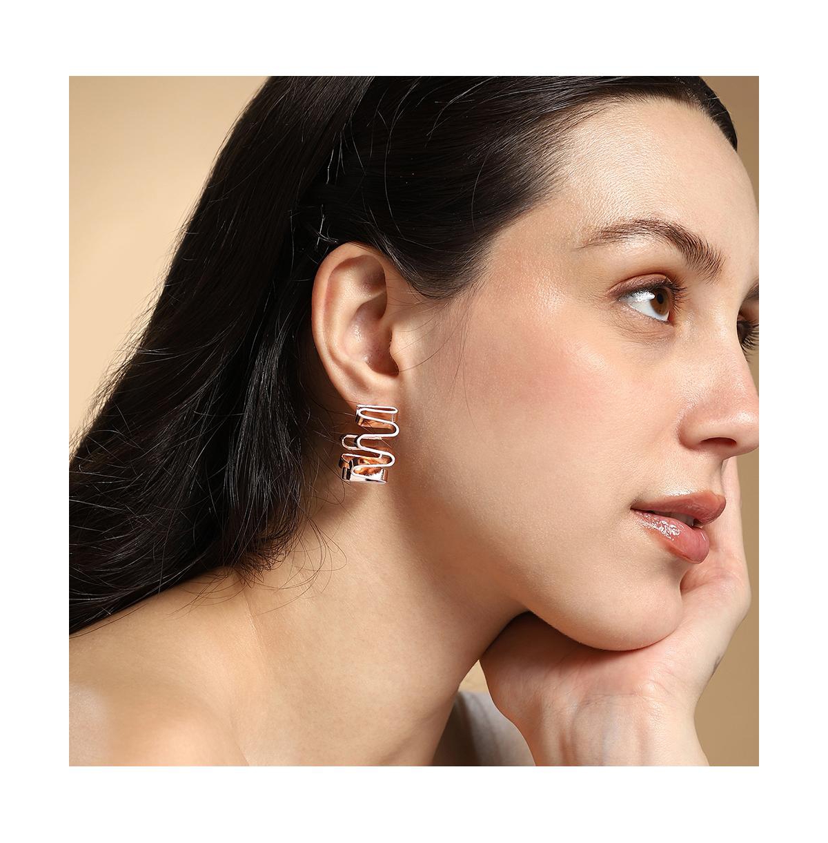 Women's The Enamel-Coil Hoop Earrings - Chalk White & Rose Gold