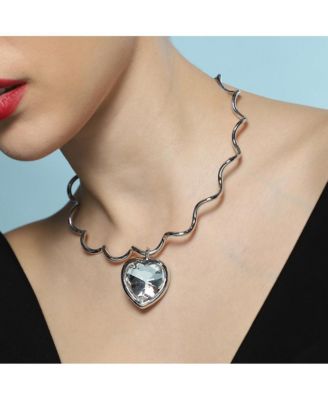 Women's The Coil-Coeur Collar Necklace - Chrome Silver