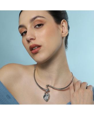 Women's The Ripple-Shell Collar Necklace - Chrome Silver