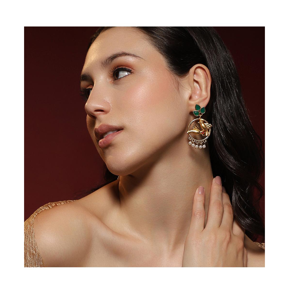 Women's The Halo-Bird Drop Earrings - Antique Gold