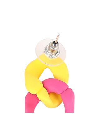 Women's The Block-Link Drop Earrings - Lemon Yellow & Fushcia Pink