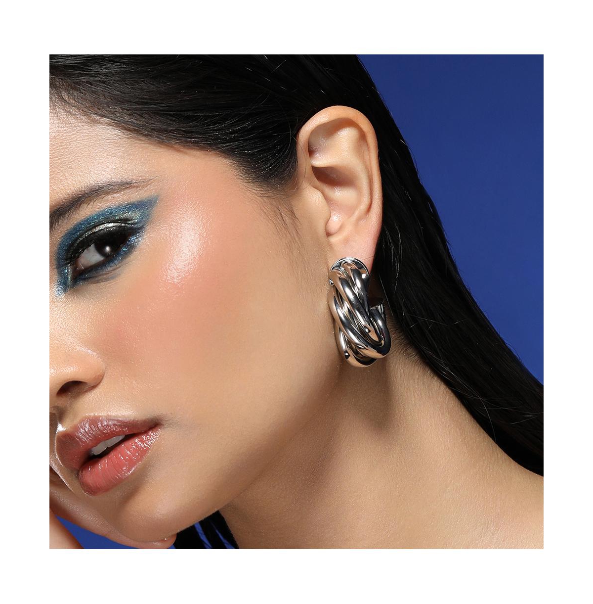 Women's The Chunky-Twist Half-Hoop Earrings - Metallic Silver