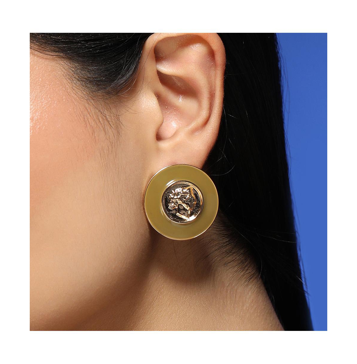 Women's The Enamel-Coin Stud Earrings - California Gold