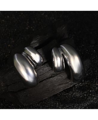 Women's The Chunky-Unbalanced Half-Hoop Earrings - Metallic Silver