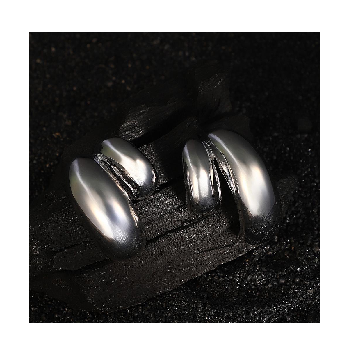 Women's The Chunky-Unbalanced Half-Hoop Earrings - Metallic Silver