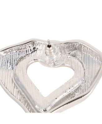 Women's The Coeur-Edge Stud Earrings - Metallic Silver