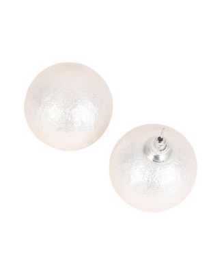 Women's The Celestrial-Orb Stud Earrings - Ivory White & Metallic Silver