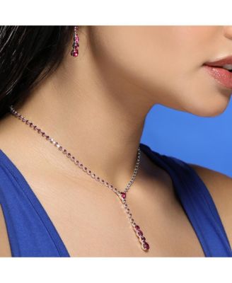 Women's The Dainty-Bling Jewellery Set - Ruby Pink