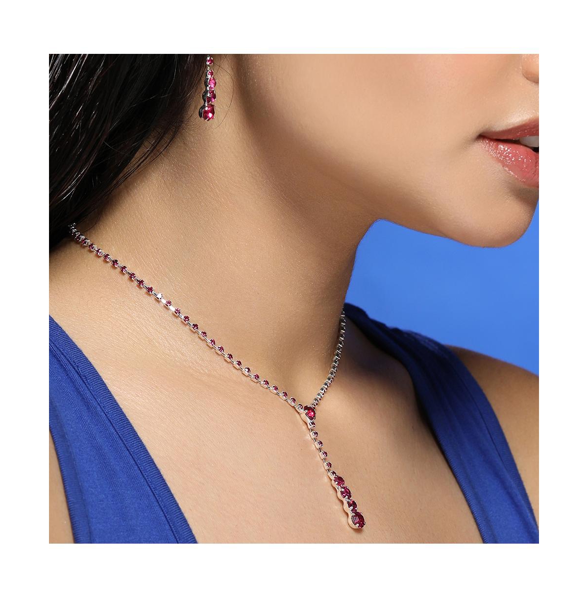 Sohi Women's The Dainty-Bling Jewellery Set - Ruby Pink