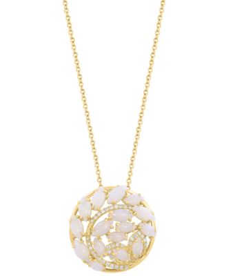 Diamond (1/10 ct. t.w.) & Opal (2 ct. t.w.) Pendant Necklace in 14k Yellow Gold
