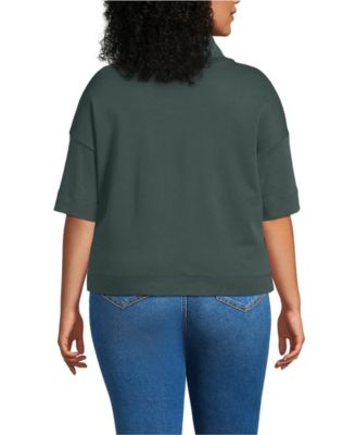 Plus Size Elbow Sleeve Supima Cotton Relaxed Turtleneck
