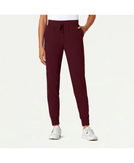 Petite Silex 6-Pocket Slim Mid-Rise Scrub Jogger - Burgundy