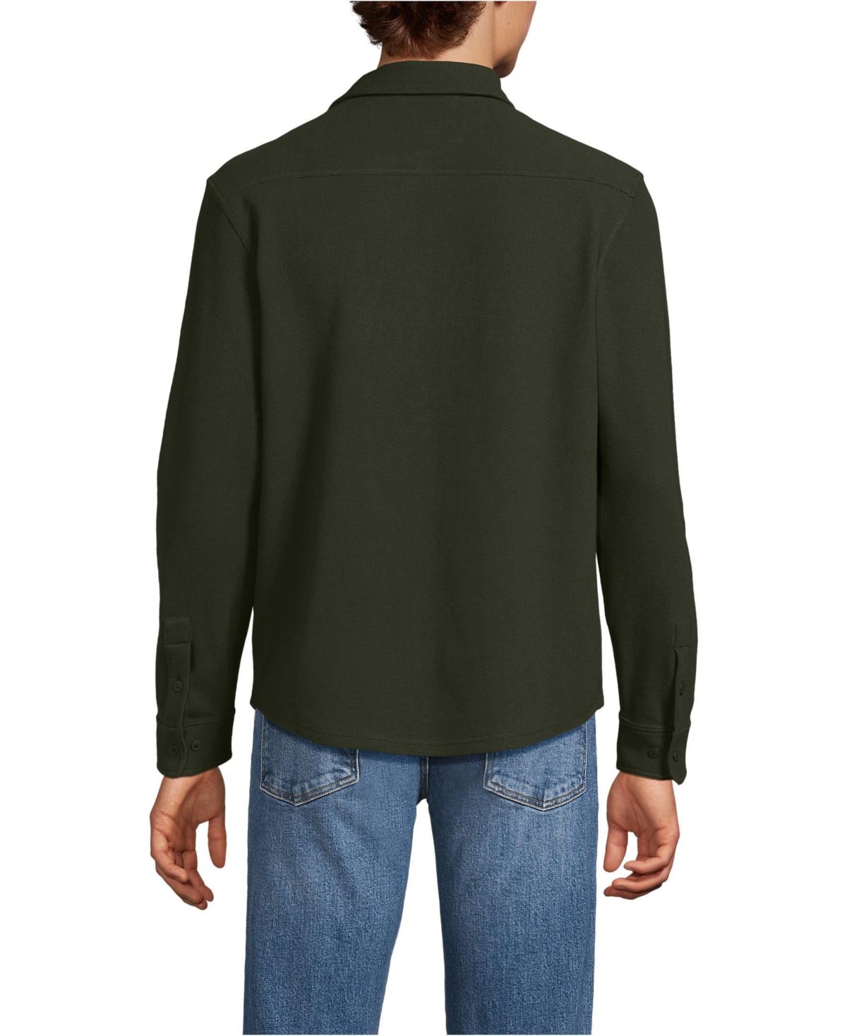 Lands' End Men's Long Sleeve Knit Workwear Waffle Shirt