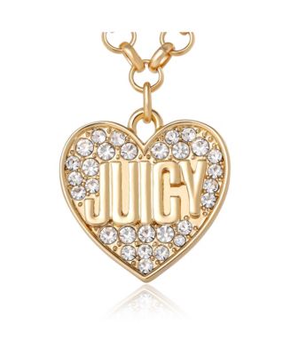 Logo in Heart Pave Necklace - tone