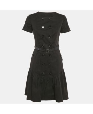Women's London Black Cotton Gabardine Double Breasted Short Dress