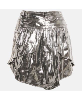 Women's Metallic Lam&eacute Gathered Mini Skirt