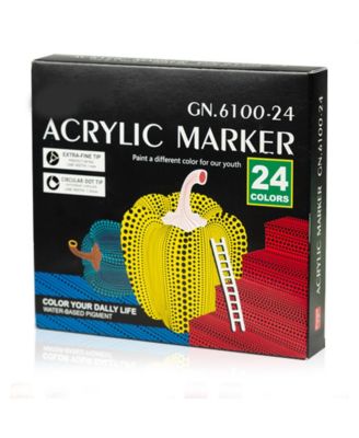 24 Colors Dual Tip Acrylic Paint Markers, with Fine Tip 1mm and Thick Tip 1-5mm for Rock Painting, Ceramic Surfaces and DIY Crafts Making