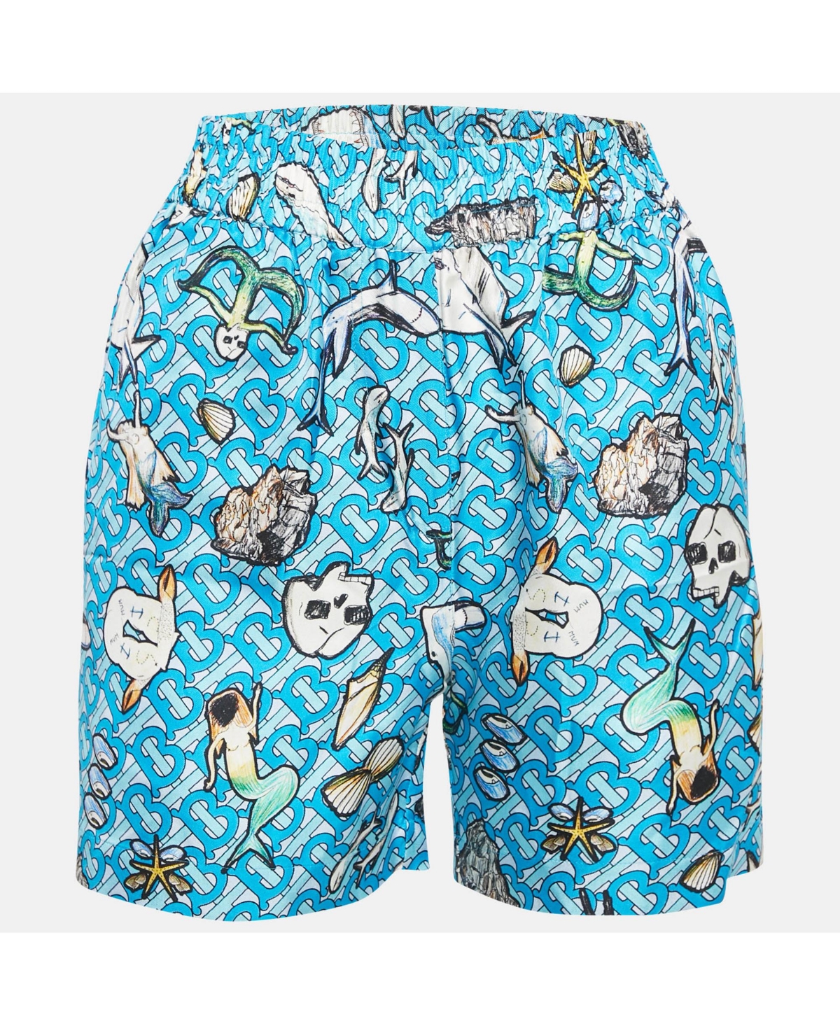 Pre-Owned Burberry Women's Blue Tawney Print Silk Shorts