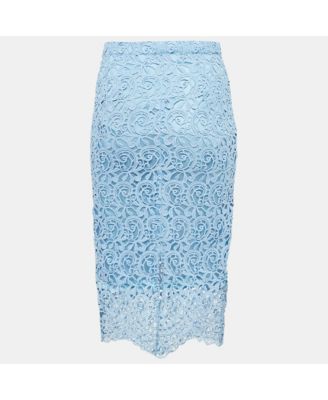 Women's Pale Blue Lace Pencil Skirt