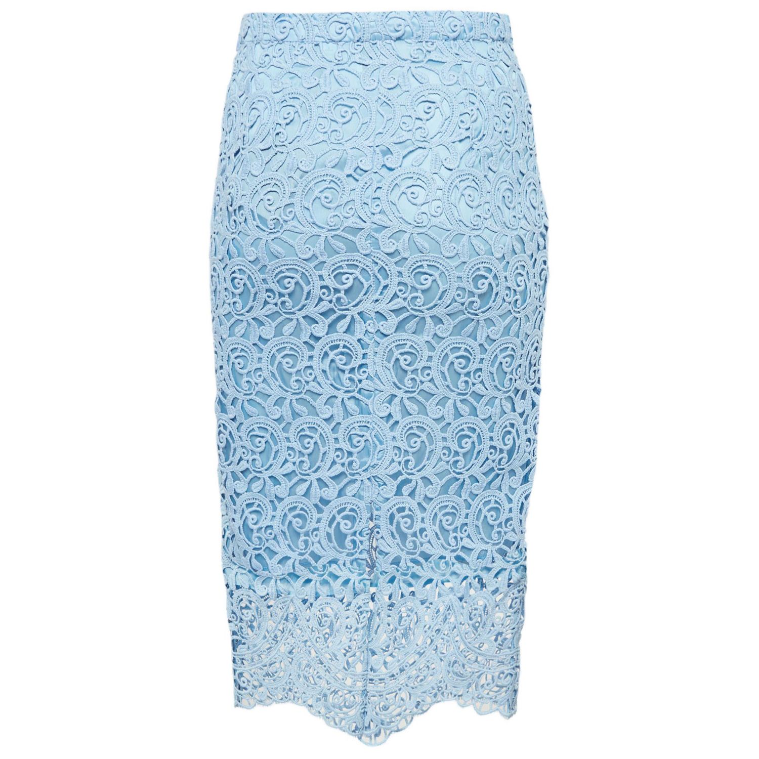 Women's Pale Blue Lace Pencil Skirt
