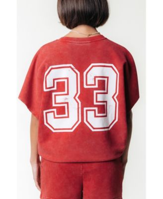 Women's Rebels 33 Acid Wash Drppd Shldr Sweat SS